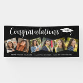 6 Foto Gefeliciteerd Geslaagd 2026 Afstuderen Zwar Spandoek (Horizontaal)