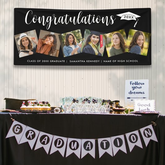 6 Foto Gefeliciteerd Geslaagd 2026 Afstuderen Zwar Spandoek