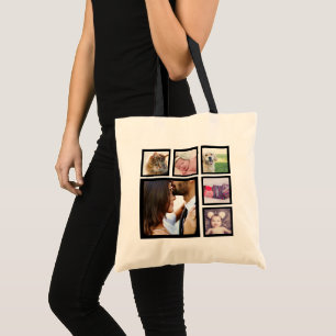 6 Foto gepersonaliseerde collage Sjabloon Tote Bag