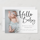 6 Foto Girl Boy Script Hallo Baby Birth Aankondiging (Voorkant)