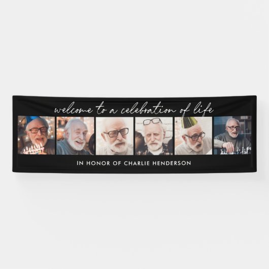 6-Foto Handgeschreven Script Viering van het Leven Spandoek (Horizontaal)