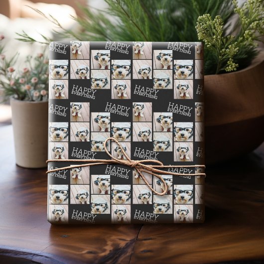 6 Foto Happy Alles Minimale Zwart wit Cadeaupapier