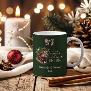 6 Foto Highland Koe Kerstmis Meneer en Mevrouw Tweekleurige Koffiemok