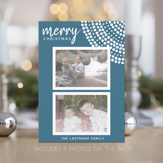 6 Foto Holiday Snowflakes - Blue Holiday Kaart