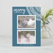 6 Foto Holiday Snowflakes - Blue Holiday Kaart (Staand voorkant)