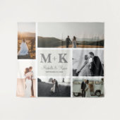 6 Foto Huwelijk Collage Jonggehuwden Wandkleed (Voorkant (horizontaal))