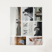 6 Foto Huwelijk Collage Jonggehuwden Wandkleed (Voorkant)