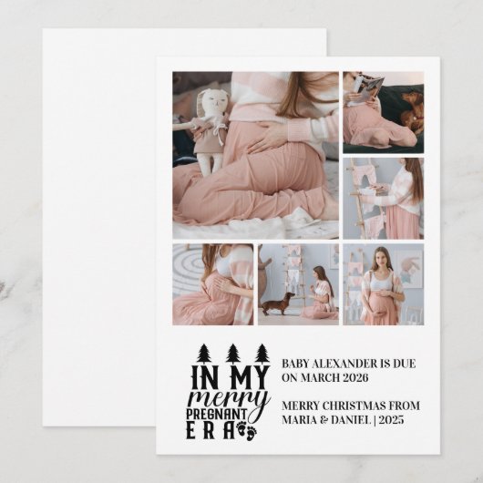 6 foto in mijn vrolijke zwangere tijdperk kerst feestdagenkaart (Voorkant / Achterkant)