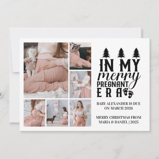6 foto in mijn vrolijke zwangere tijdperk kerst feestdagenkaart (Voorkant)