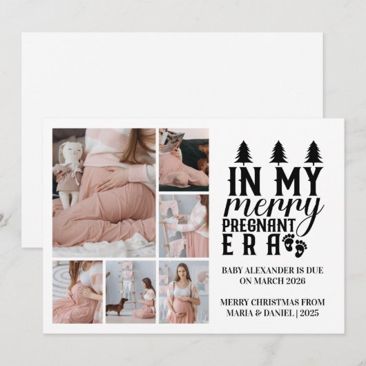 6 foto in mijn vrolijke zwangere tijdperk kerst feestdagenkaart (Voorkant / Achterkant)