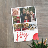 6 Foto Joy Merry Kerstmis Minimale Waterverf rood Feestdagenkaart