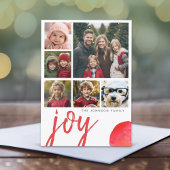 6 Foto Joy Merry Kerstmis Minimale Waterverf rood Feestdagenkaart