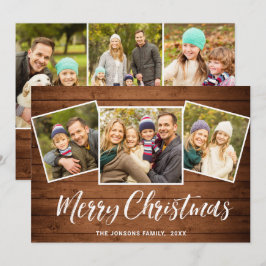 6 FOTO Kerst Rustiek Bruin Houten Kaart