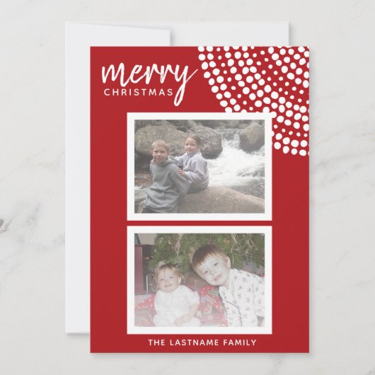 6 foto - Kerstscript en Stippen Feestdagenkaart (Voorkant)