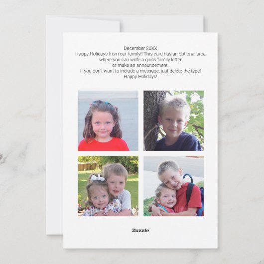 6 foto - Kerstscript en Stippen Feestdagenkaart (Achterkant)