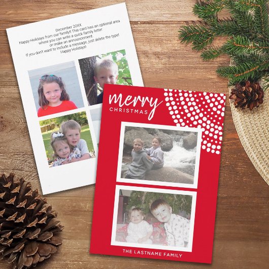 6 foto - Kerstscript en Stippen Feestdagenkaart