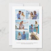 6-Foto Navy Blue Gold Agaat Wedding Kaart (Achterkant)