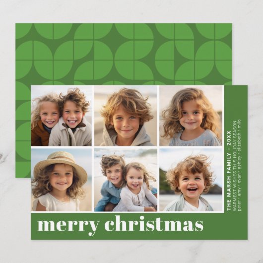 6 Foto Offset - Kerstmis Geweldig - Groen Feestdagenkaart (Voorkant / Achterkant)