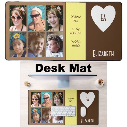 6 foto quotes Voeg naam initialen bruin geel toe Bureaumat