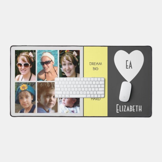 6 foto quotes Voeg naam initialen grijs geel toe Bureaumat (Keyboard & Muis)