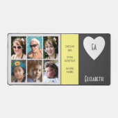 6 foto quotes Voeg naam initialen grijs geel toe Bureaumat (Voorkant)