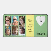 6 foto quotes Voeg naam initialen Groen Geel toe Bureaumat (Voorkant)