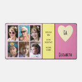 6 foto quotes Voeg naam initialen roze geel toe Bureaumat (Voorkant)