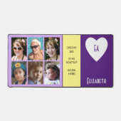 6 foto quotes Voeg naam initialen toe paarse geel Bureaumat (Voorkant)