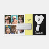 6 foto quotes Voeg naam initialen toe Zwart Geel Bureaumat (Keyboard & Muis)