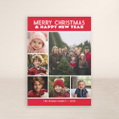 6 Foto Retro Stripe Kerstmis Rode Vrede en Liefde Feestdagenkaart