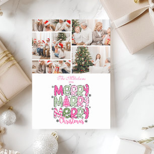 6 Foto Roze Groen Prettig Kerstfeest Feestdagenkaart