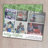 6 Foto - Script Merry Kerstmis - Green Tegel Feestdagenkaart