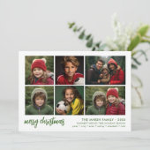 6 Foto Script Prettig Kerstfeest - Witte Rand Feestdagenkaart (Staand voorkant)
