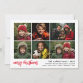 6 Foto Script Prettig Kerstfeest - Witte Rand Rood Feestdagenkaart (Voorkant)