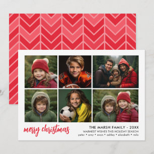 6 Foto Script Prettig Kerstfeest - Witte Rand Rood Feestdagenkaart