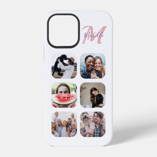 6 foto sjabloon monogram iPhone hoesje (Achterkant)