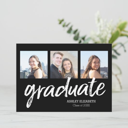 6 Foto Trendy Afstuderen Aankondiging (Staand voorkant)