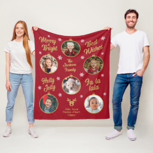 6 Foto van Grandma Kerstmis Bubbles Red Fleece Deken