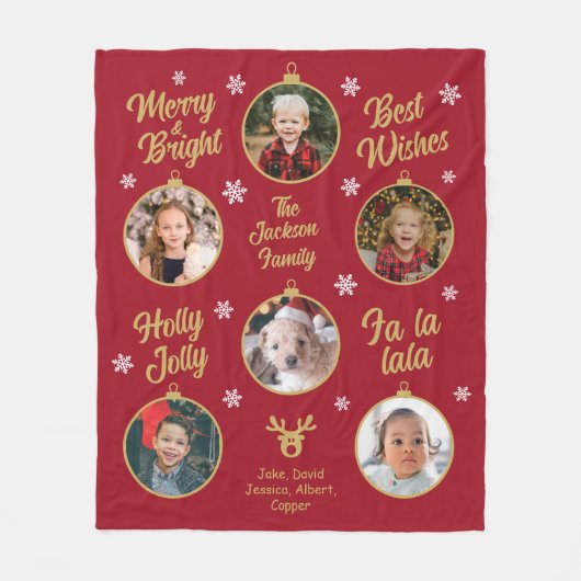 6 Foto van Grandma Kerstmis Bubbles Red Fleece Deken (Voorkant)
