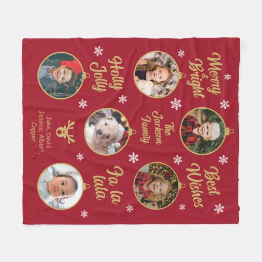 6 Foto van Grandma Kerstmis Bubbles Red Fleece Deken (Voorkant (Horizontaal))