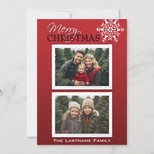 6 foto - Vrolijk kerstfeest - Familiebrief Feestdagenkaart (Voorkant)