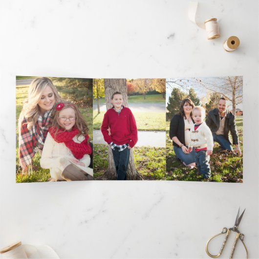 6 Foto Waterverf drievoudig kerstfeest Kaart (Binnen)