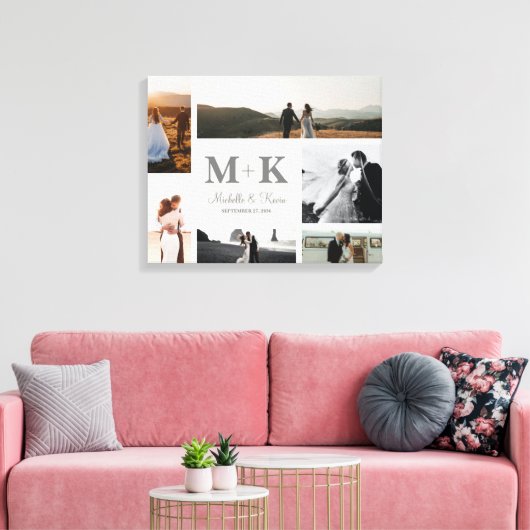 6 Foto Weddenschap Passen getrouwd Keepslag Canvas Afdruk (Insitu (Woonkamer))