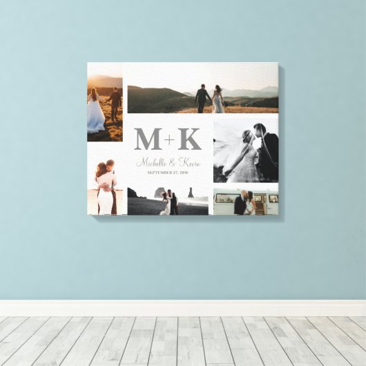 6 Foto Weddenschap Passen getrouwd Keepslag Canvas Afdruk (Insitu (Houten vloer))