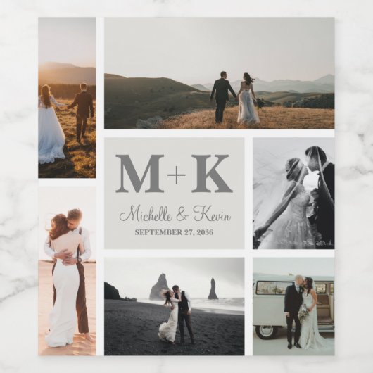 6 Foto Weddenschap Passen getrouwd Keepslag Wijn Etiket (Enkel label)