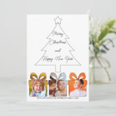 6 Foto Zwart & Wit Uniek Modern Vrolijk Kerstfeest Feestdagenkaart (Staand voorkant)