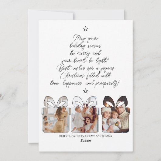 6 Foto Zwart & Wit Uniek Modern Vrolijk Kerstfeest Feestdagenkaart (Achterkant)