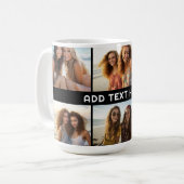 6 Fotocollage 1 tekstregel -- CAN Edit Black Koffiemok (Voorkant links)