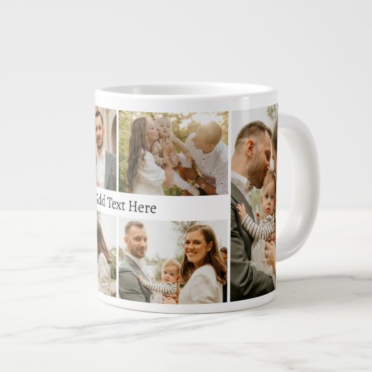 6 Fotocollage - Aangepaste Tekst zwart wit Grote Koffiekop (Voorkant rechts)