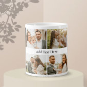 6 Fotocollage - Aangepaste Tekst zwart wit Grote Koffiekop